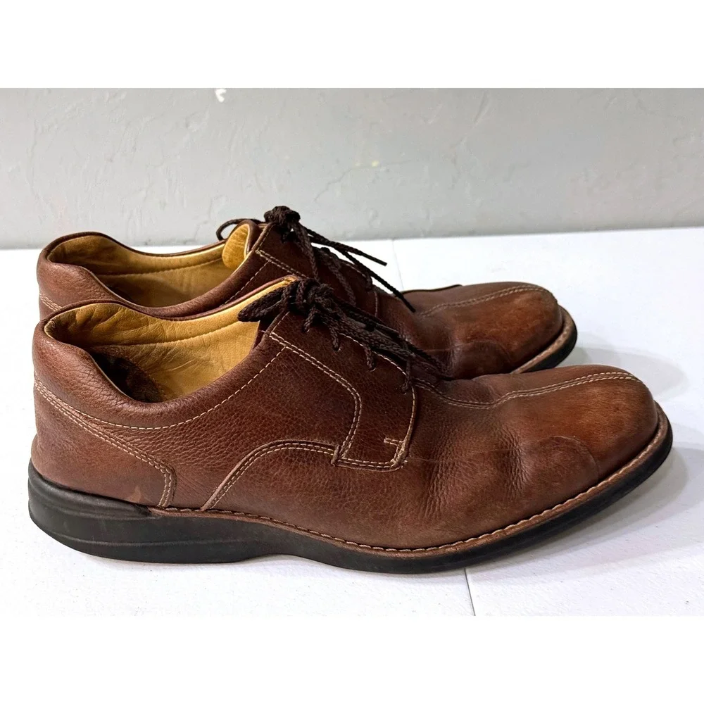 Johnson & Murphy Shuler Bicycle Brown Skeepskin Leather Dress Shoe Men's US 9.5